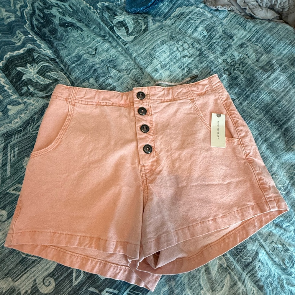 Women's Anthropologie Pink Button-Up Shorts
